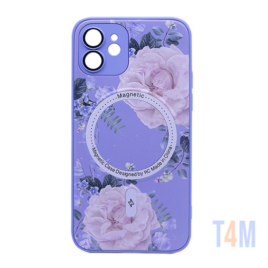 Flower Design Magnetic Case for Apple iPhone 11 Purple